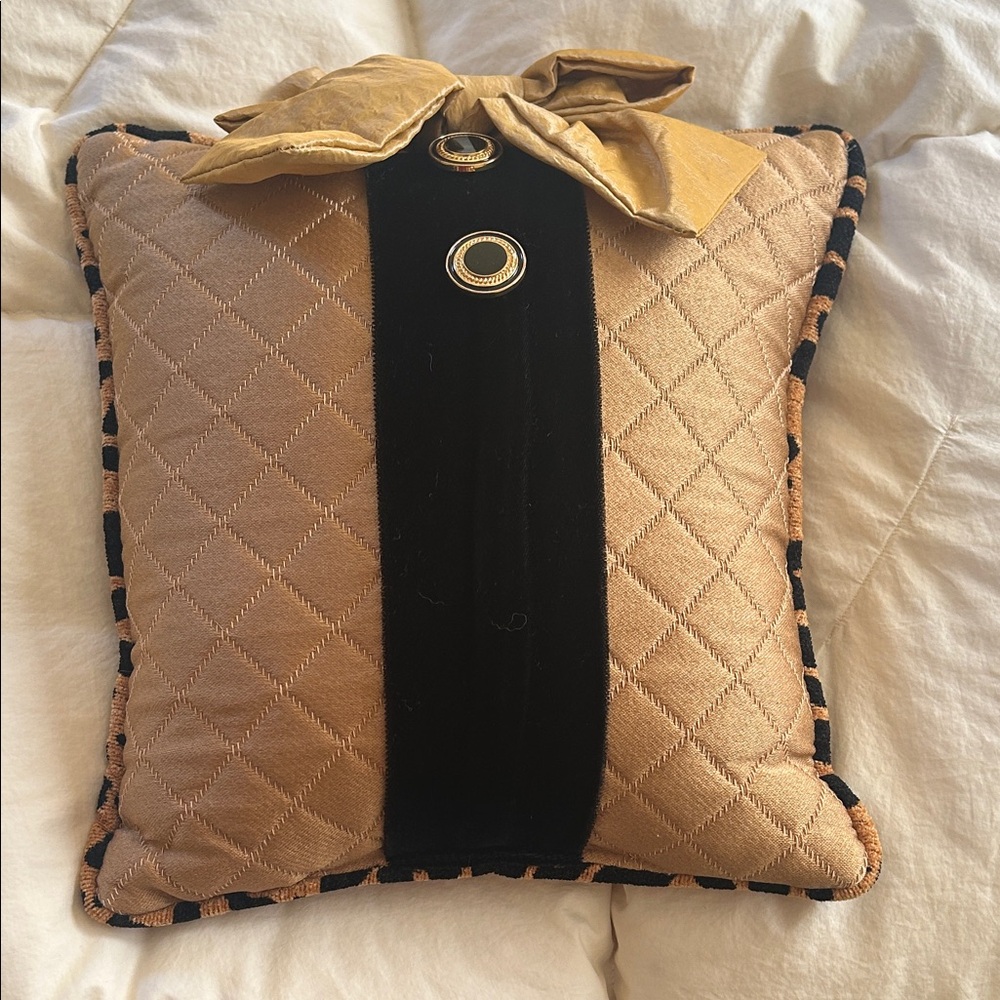 Elegant Tan and Black Accent Pillow